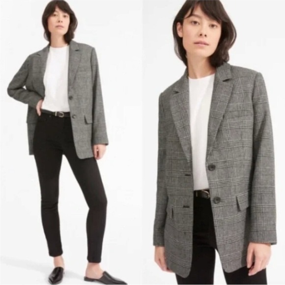 Everlane the Italian Wool Oversized Blazer Jacket in Glen Plaid Womens Size 00 - Picture 15 of 15